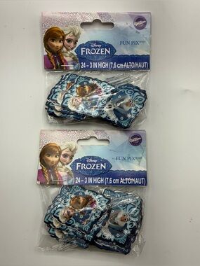 2 Packs Frozen Wilton Disney 24 Fun Pix Cake Cupcake Toppers Elsa Anna Olaf NEW